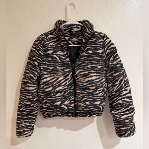 H&M Divided Puffer Animal Zebra Print Jacket size XS